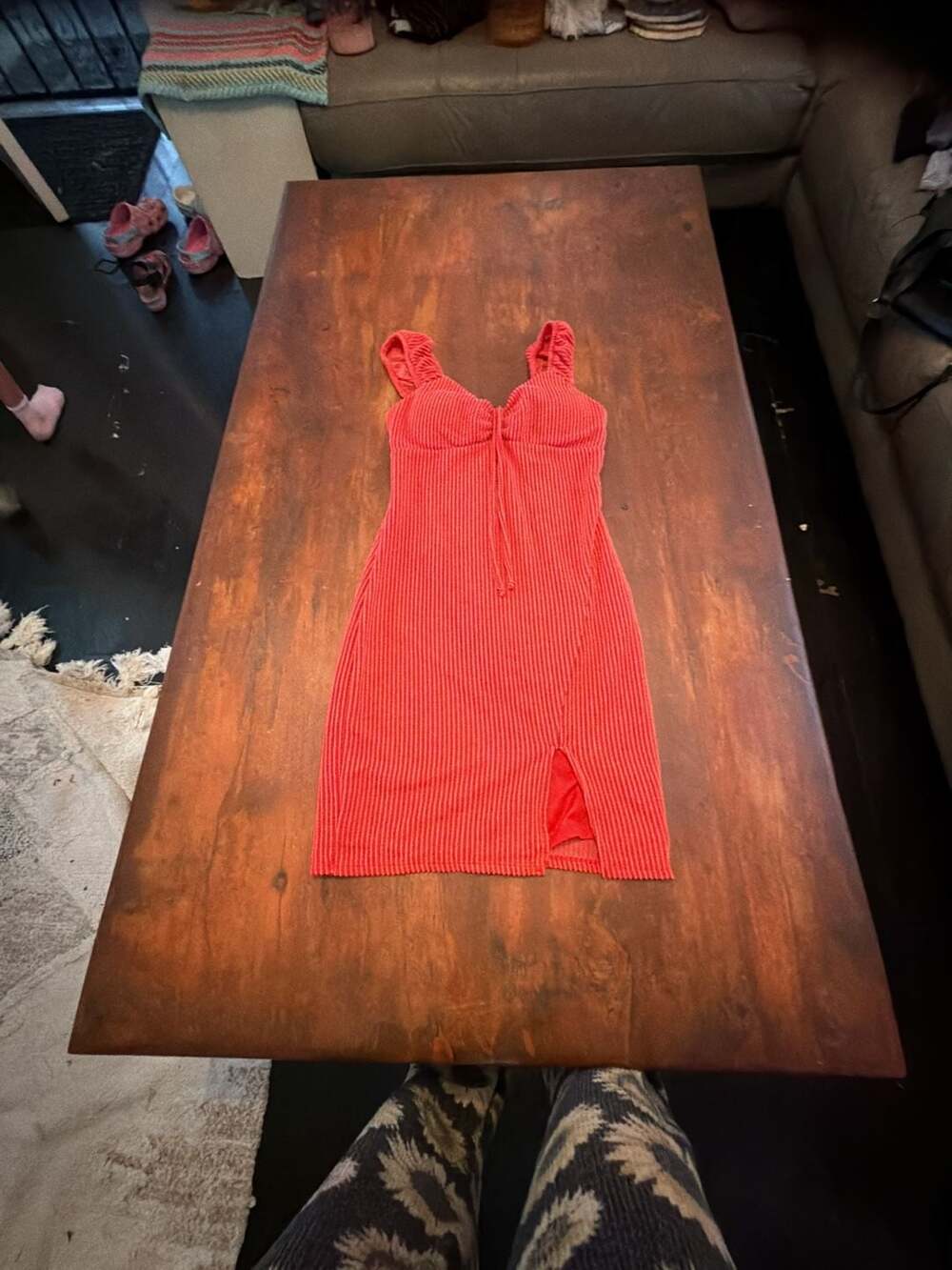 No Boundaries Red Ribbed Mini Dress Size XXS (00)